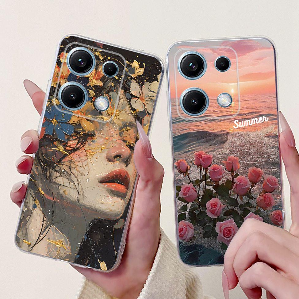 Clear For Redmi Note 14S 4G Case Cover Luxury Butterfly Love Fashion Flowers Cool Lion Cute Painted Soft Casing