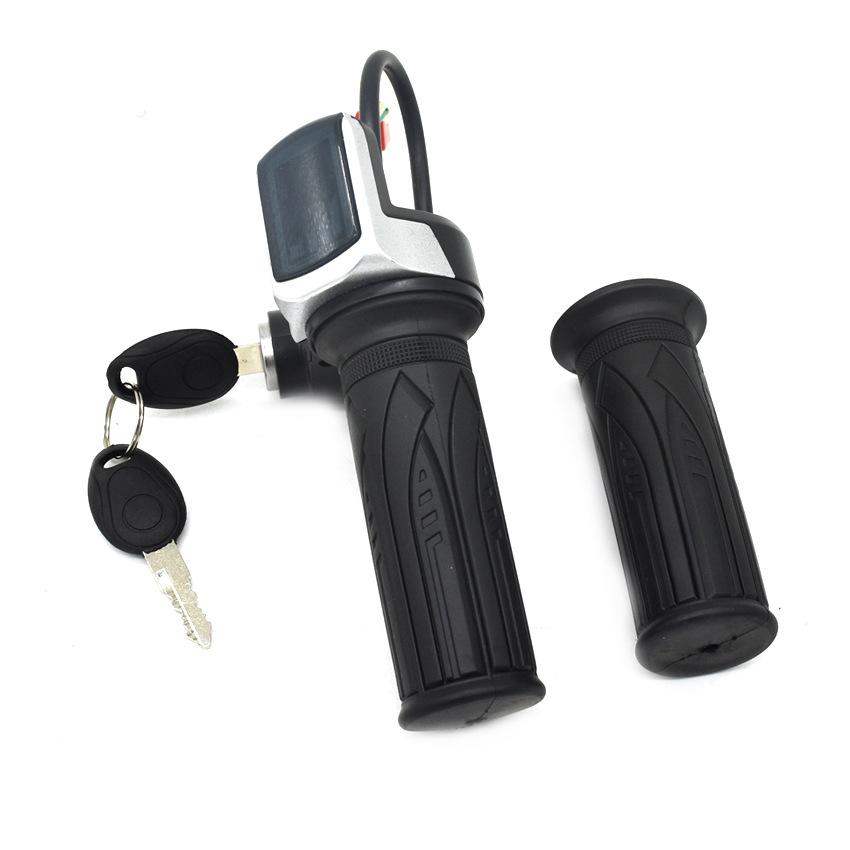 Ручка газа для электровелосипеда 36 В 48 В с ЖК-дисплеем, ручка акселератора, велосипедный скутер, проводная поворотная ручка газа, грипса для электровелосипеда