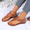 Casual Female Shoes 2024 Flip Flops Women's Sandals Daily Sandals Women Round Toe Buckle Strap Flat with Plus Size Shoes Women