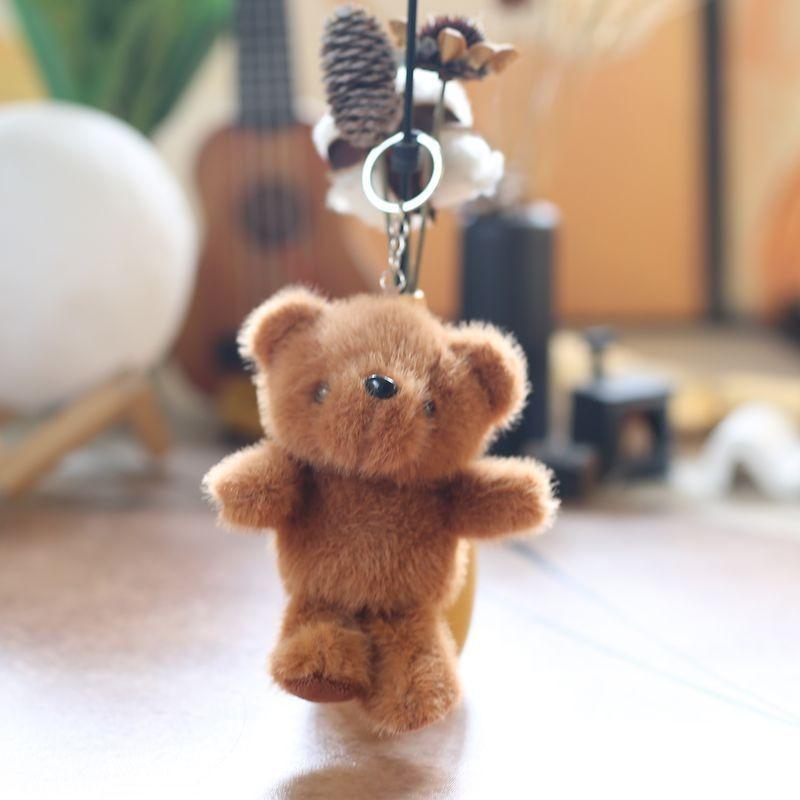 Bear Plush Teddy Keychain Pp Cotton Filled Bag Decor Kids Gift Stuffed Animal