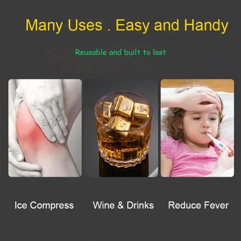 304 Stainless Steel Ice Cubes, Reusable Whiskey Stones, Dice Poker Pattern, Quick-Frozen Metal Ice Pellets, Beer Cooler Bar Tool