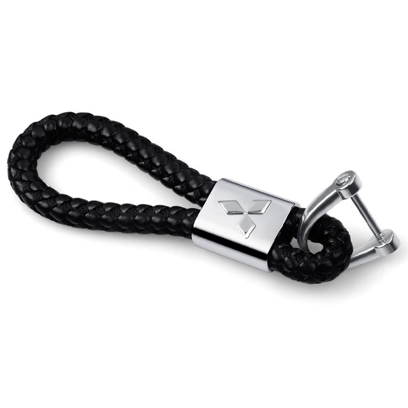 Metal Leather Car Key Ring Braided Rope Key Case Key Chain For Mitsubishi Space Star Lancer Outlander Xl Eclipse Cross Asx Colt