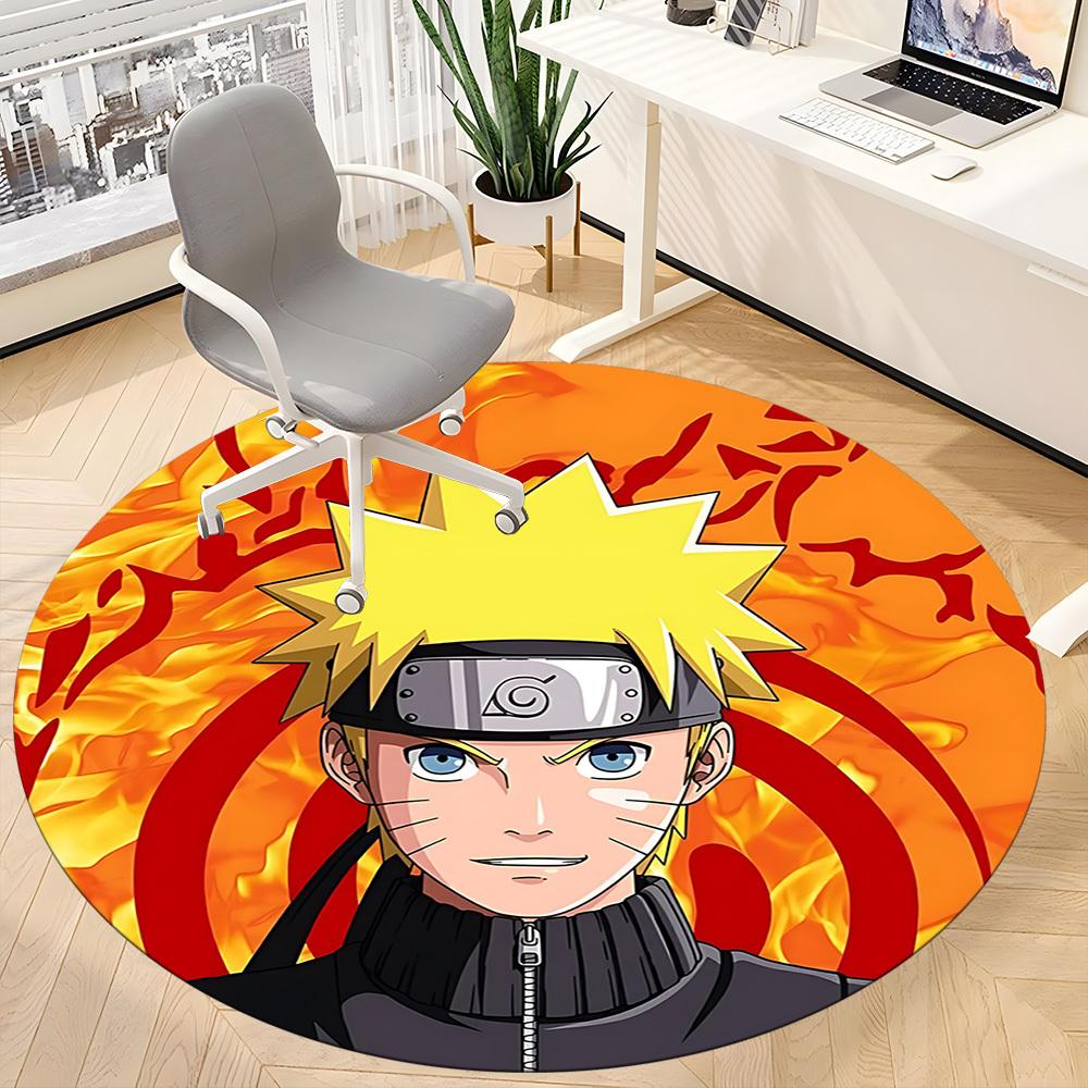 Naruto Flame Office Round Area Rug, Under Office Chairs Bedroom Living Room Home Decor a1022150