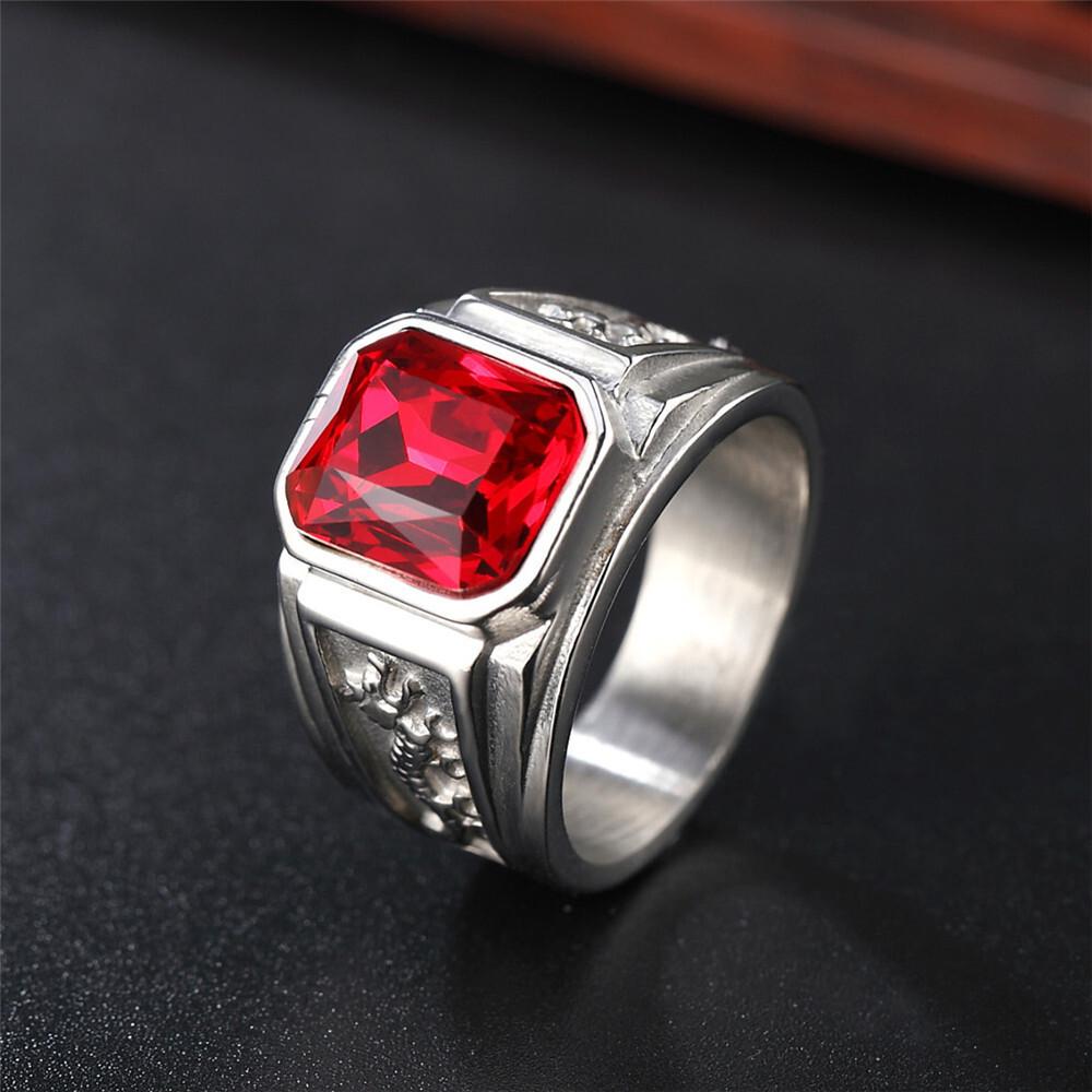 WOSIKATE Позолоченное 18K Кольцо с Доминирующим Узором Дракона Для Мужчин Винтажное Квадратное Кольцо с Фианитом на Указательный Палец Модные Украшения