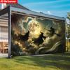 1 item 2D flat background fabric Halloween background fabric magic witch flying on a broomstick