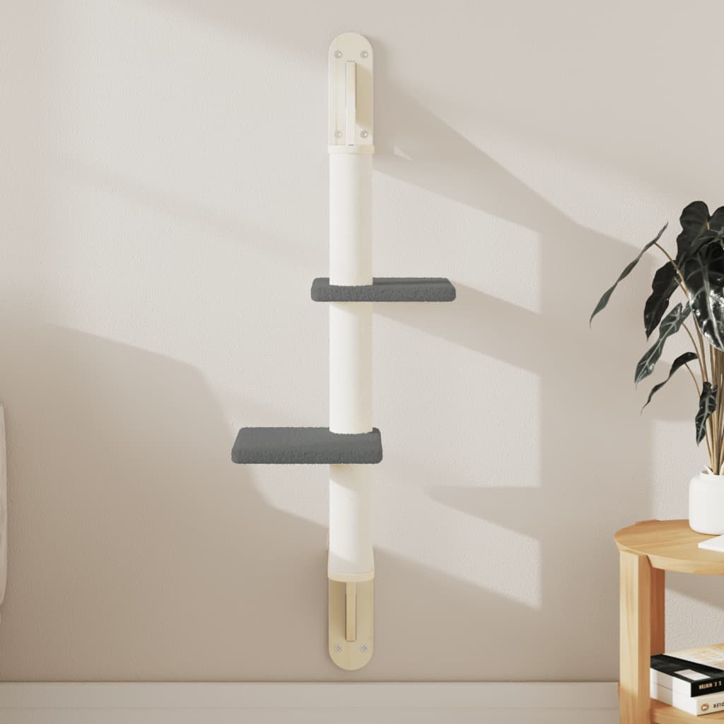 Wall Mounted Cat Tree with Scratching Post Dark Gray 108 cm
