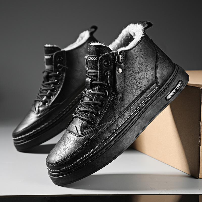Зимние ботинки мужские высокие зимние бархатные теплые утолщенные ботинки из северо-восточного хлопка интегрированные водонепроницаемые и нескользящие ботинки из хлопка