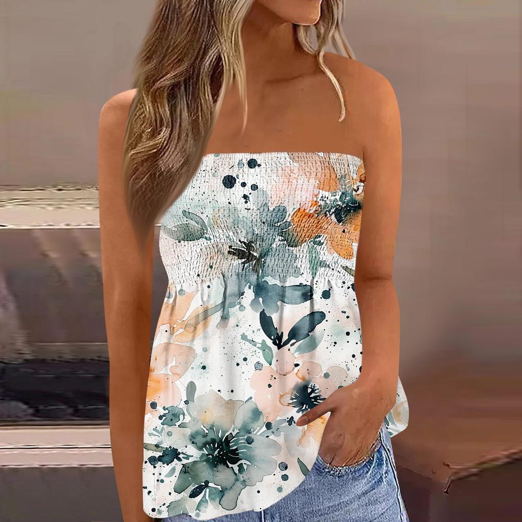 2024 топы для женщин, милая сексуальная футболка без рукавов с открытыми плечами и цветочным принтом