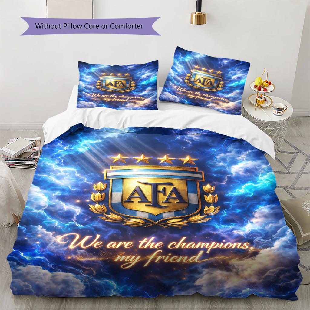 Argentina National Football Team Pattern Bedding,Quilt Set Quilt Cover Pillowcase Home Birthday Gift(1 * duvet cover + 2 * pillowcase, without core)
