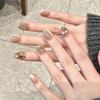 Набор из 10 коротких накладных ногтей "кошачий глаз", готовые накладные ногти в стиле инс, чистый ручной маникюр, маникюр, который носят на руках