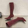 Уличный стиль осень-зима остроносые женские сапоги до колена модные молнии тонкие высокие каблуки туфли для банкета выпускного вечера