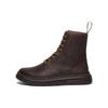 Leather Round Toe Lace-Up Short Martin Boots Unisex Boots Dark-Brown 31368201