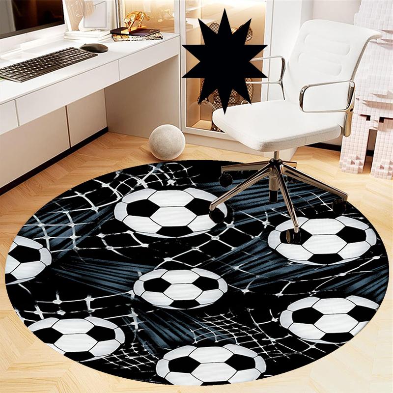 Soccer Printed Round Rug Carpet Chair Rug Area Rug Entryway Doormats,for Office Chair Living Room Bedroom Kitchen Room.
