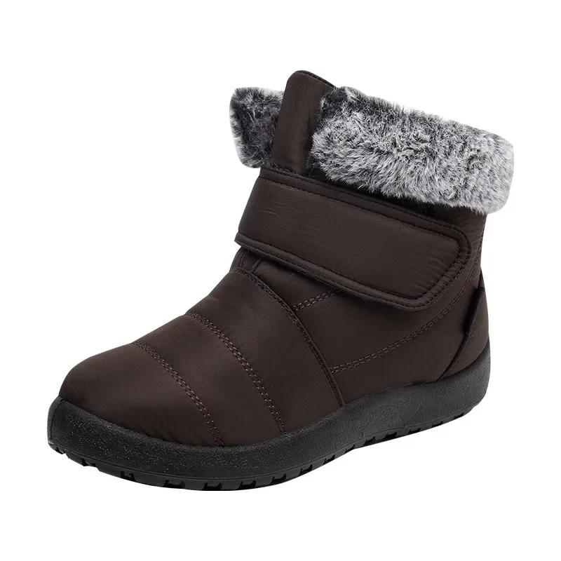 Женские зимние ботинки, зимние нескользящие, теплые, водонепроницаемые, без застежек, ботильоны, новинка 2024 года, теплые, уличные, короткие, из хлопка, Botas Mujer