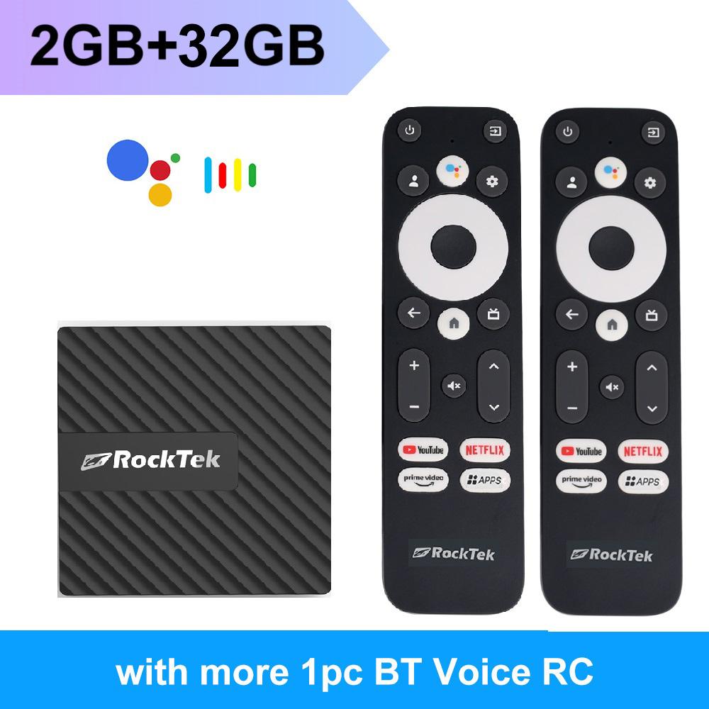 RockTek GB1 Google TV 12 Dongle Netflix & Google Certified 2G 16G DDR4 Realtek1315C Support Dolby Atmos Vision 2T2R Wifi Mini Box