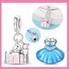Медные Шармы Синее Платье Принцессы Флакон Духов Розовая Сумка Бусины Подвеска Подходят для Оригинального Браслета DIY Украшения для Женщин