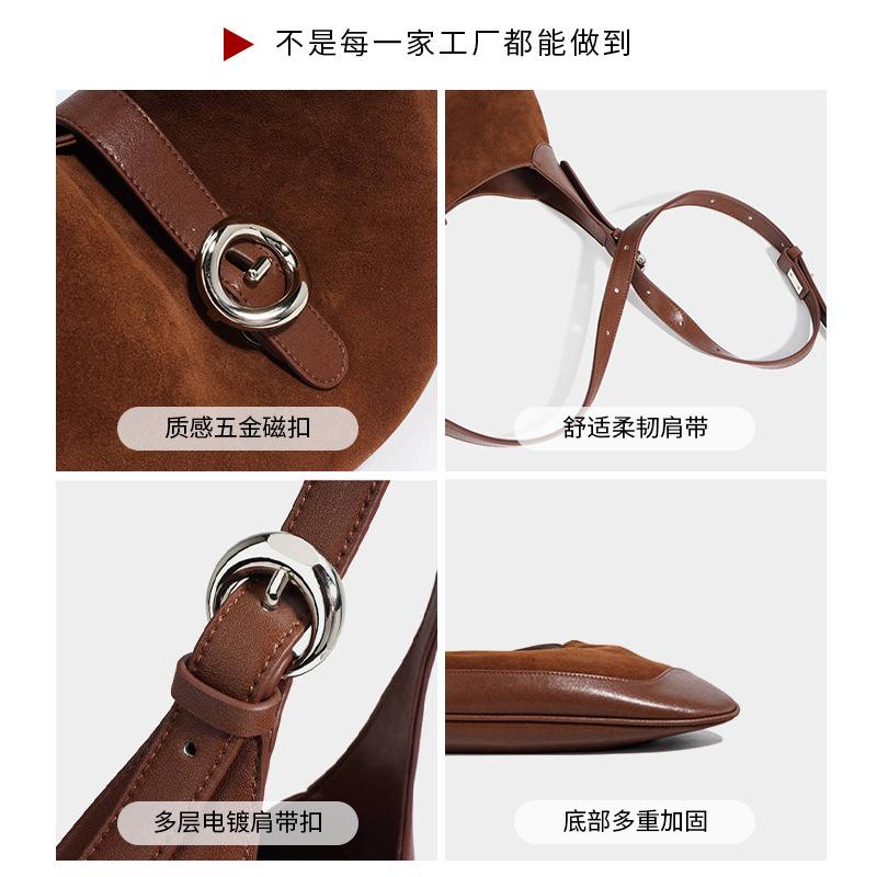 Vintage Suede Women's Bag Large-capacity Portable Shoulder Bag, Frosted Cowhide Crossbody Premium Tote Bag