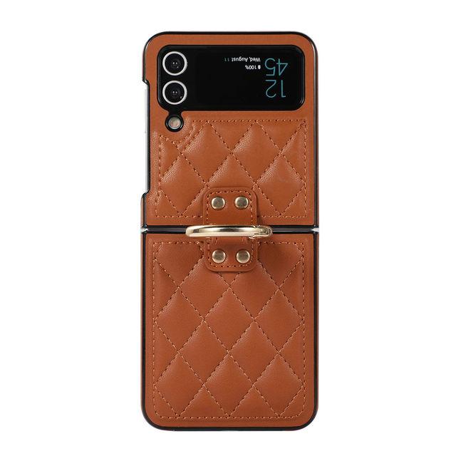Модный кожаный чехол-держатель с крючком для пальца в сетку для Samsung Galaxy Z Flip 4 Zflip 3 5g противоударный складной чехол Fundas