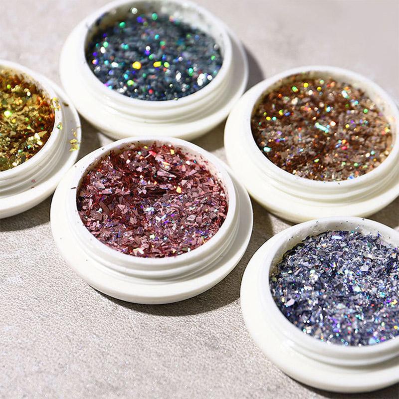 6 Pcs/Set Glitter Flakes Irregular Aluminum Foil Sequins For Nails Chrome Powder Winter Manicure Nail Art Decorations