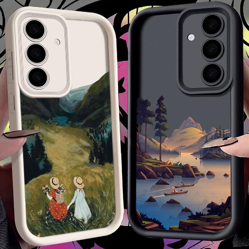 Чехол на телефон с пейзажем для Samsung S26 S25 S24 S23 S21 Ultra Вид на озеро и лес Восход солнца Для Galaxy S25 S24 FE S26 Plus Чехол