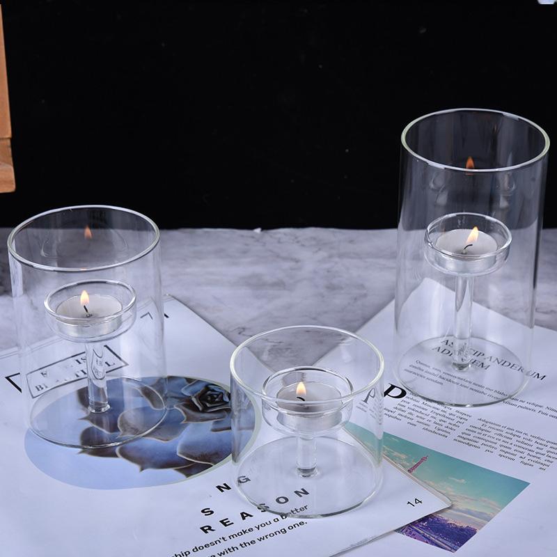 1Pc European-styleins Candlestick Light Stand Wedding Decoration Candle Holder Clear Glass