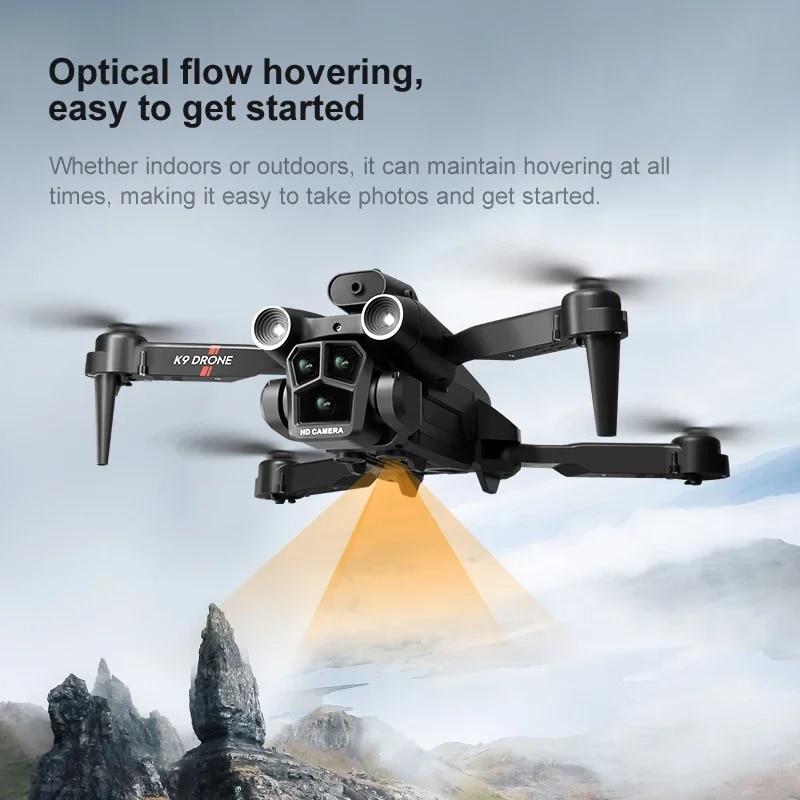 Новый K9Max Rc Drone Professional 8K Трехкамерный ESC Широкоугольный оптический позиционирование потока Четырехсторонний Квадрокоптер для предотвращения препятствий Игрушка в подарок