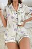 Floral Print Pajama Set with Shorts Trendy Nightwear Stylish Pajama Set