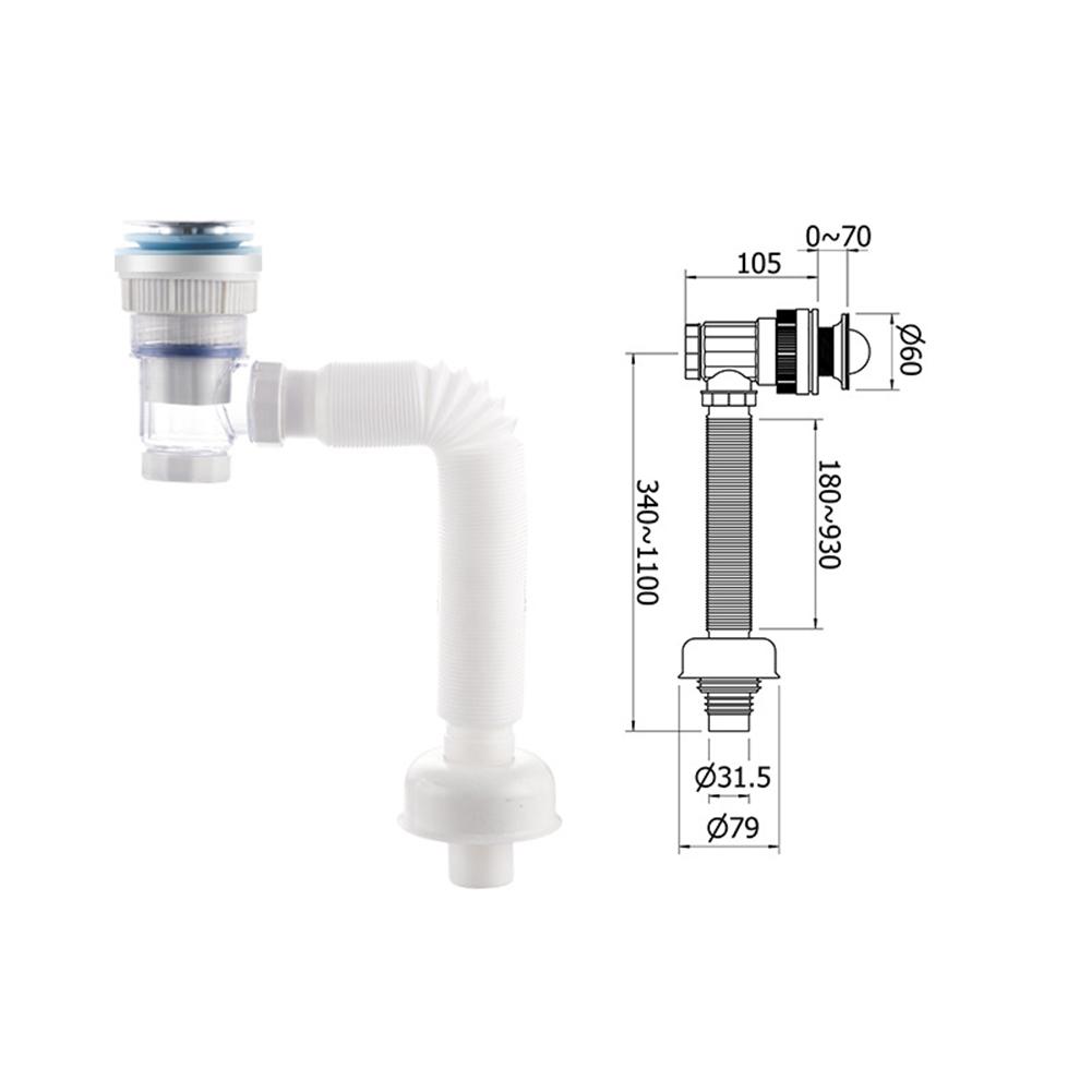 Bathroom Basin Drain Pipe Flexible Sink Plastic Drain Hose Kitchen Sink Drain Pipe Retractable Deodorant Sewer Drainage Hose