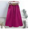 Summer Solid Color Loose Casual with Belt Skirts Women Vintage Aesthetic Chic Party Dress Female High Waist Sexy Femme Clothes