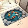 2D Напольный коврик 'Пруд с карпами' - Нескользящий, Впитывающий, Для помещений и улицы, Подходит для домашнего декора, Прочный и стильный