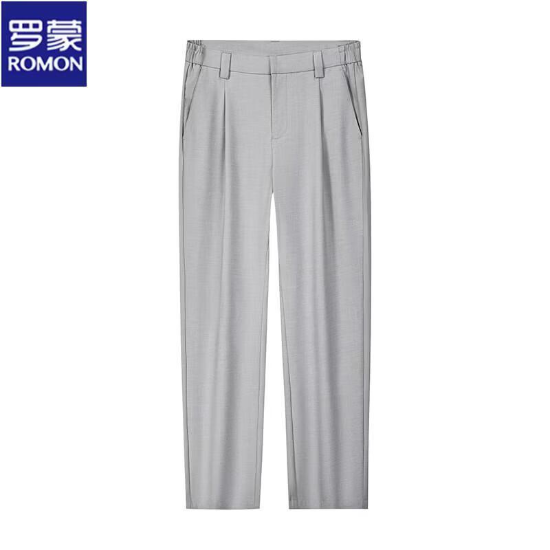 ROMON Men's Lightweight Draped Straight-Leg Business Casual Trousers