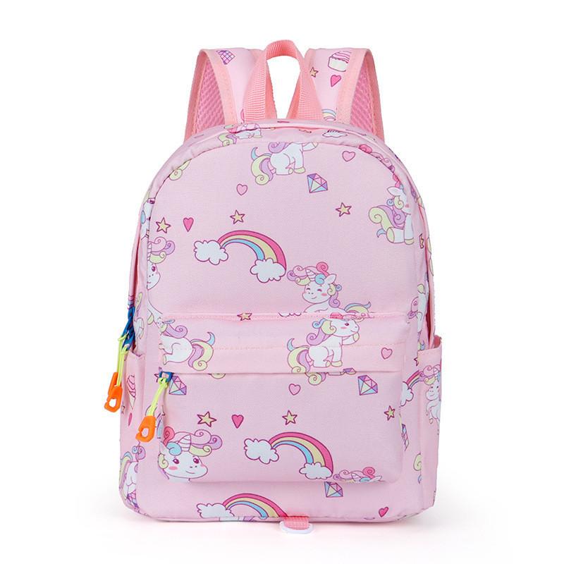 Cross-border Canvas Backpack With Cartoon Print Unicorn Design For Kindergarten Students