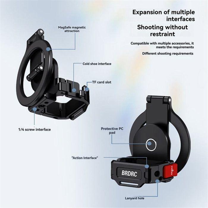 BRDRC Support de Téléprompteur en Métal pour DJI pour Osmo Pocket 3, Support Magnétique pour Appareil Photo avec Adaptateur pour Gri