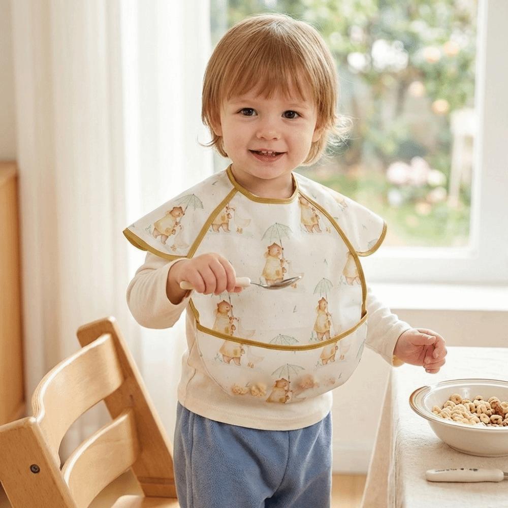 Sleeveless Design Feeding Bib Reusable Fabric Full Body Cover Bib  Toddler Feeding