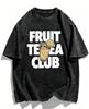 Vintage Washed Cotton Iced Coffee Club TShirt  Graphic Tee with Coffee Cup Print Streetwear Style Unisex Top