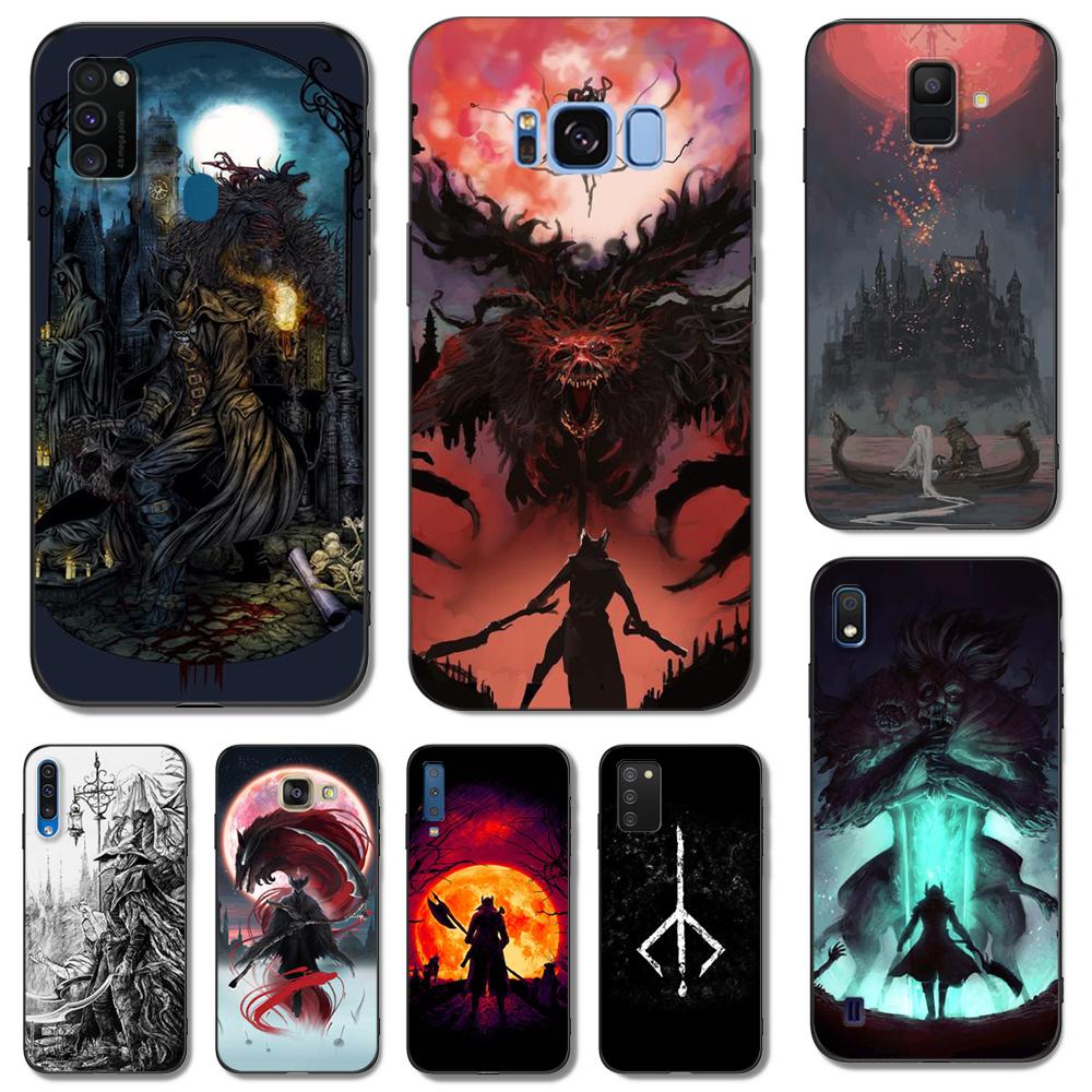Black tpu Case For Samsung Galaxy A50 50S A30S A10 A01 A11 A21S A31 A41 A51 A71 Cover bloodborne blood moon art