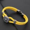 Stainless Steel Sun Pattern Bracelet Men Trendy Pair Buckle Braided Hand Rope Vintage Double Layer Wrist Jewellery