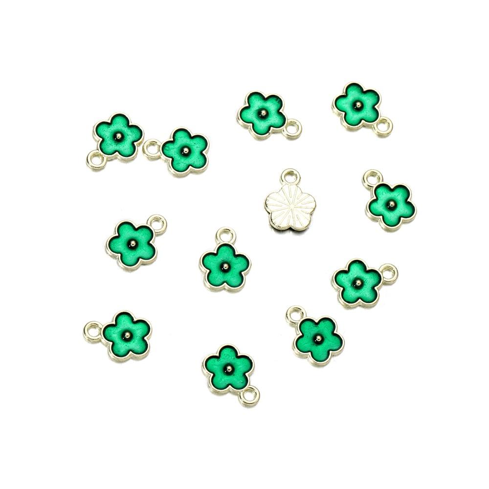 10Pcs/lot Mix Style Colorful Flower Pendants Enamel Metal Necklace Bracelet Charms For DIY Jewelry Making Supplies Accessories
