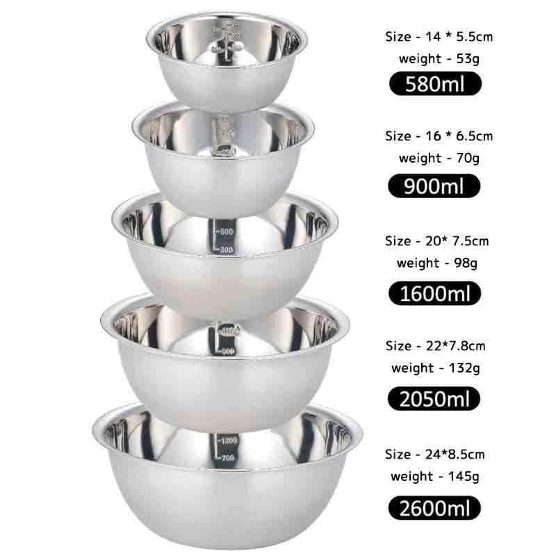 5pcs/Set Stainless Steel Mixing Bowls Non Slip Nesting Whisking Bowls Set Mixing Bowls For Salad Cooking Baking