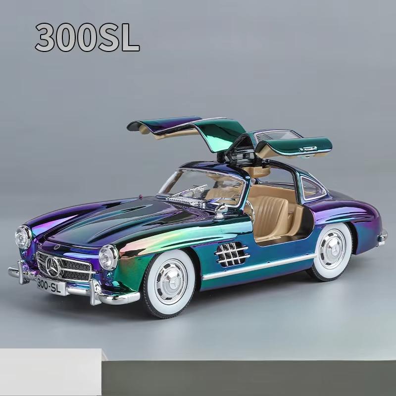 1:24 Mercedes-Benz 300SL Classic Car Electroplated Version Alloy Car Diecast Metal Model Trendy Display Ornament Kids Toys C403