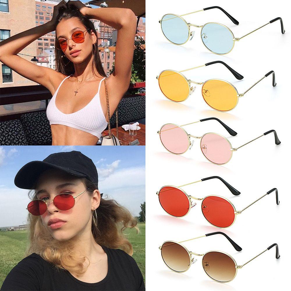 Unisex UV400 Metal Small Frame Gradient Mirror Glasses Oval Sunglasses Men's Shades Sun Glasses