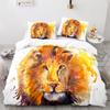 Lion Duvet Cover Set 3D Print Wild Animals Colourful King Queen Size For Kids Teens Adults Bedding Set Polyester Comforter Cover