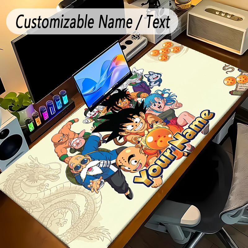 Large Mouse PadDragon Ball Custom Name Text Personalized Desk Mat Non Slip Gaming Pad