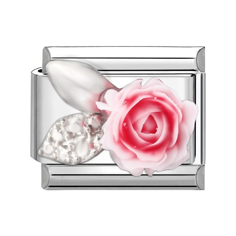 Ракушка Морская звезда Звезда Розы Цветы Сердце Корона Циркон Итальянский Шарм Звенья Подходит для 9мм Браслета из Нержавеющей Стали Женские Сделай сам Изготовление Подарков