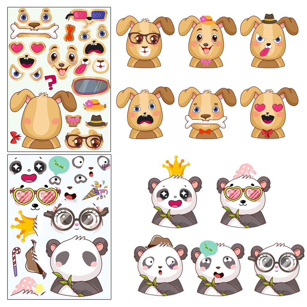 6 картинок/в упаковке Красивые животные Бегемот Корова Жираф Мультяшный коллаж Детское образование Украшение Наклейки