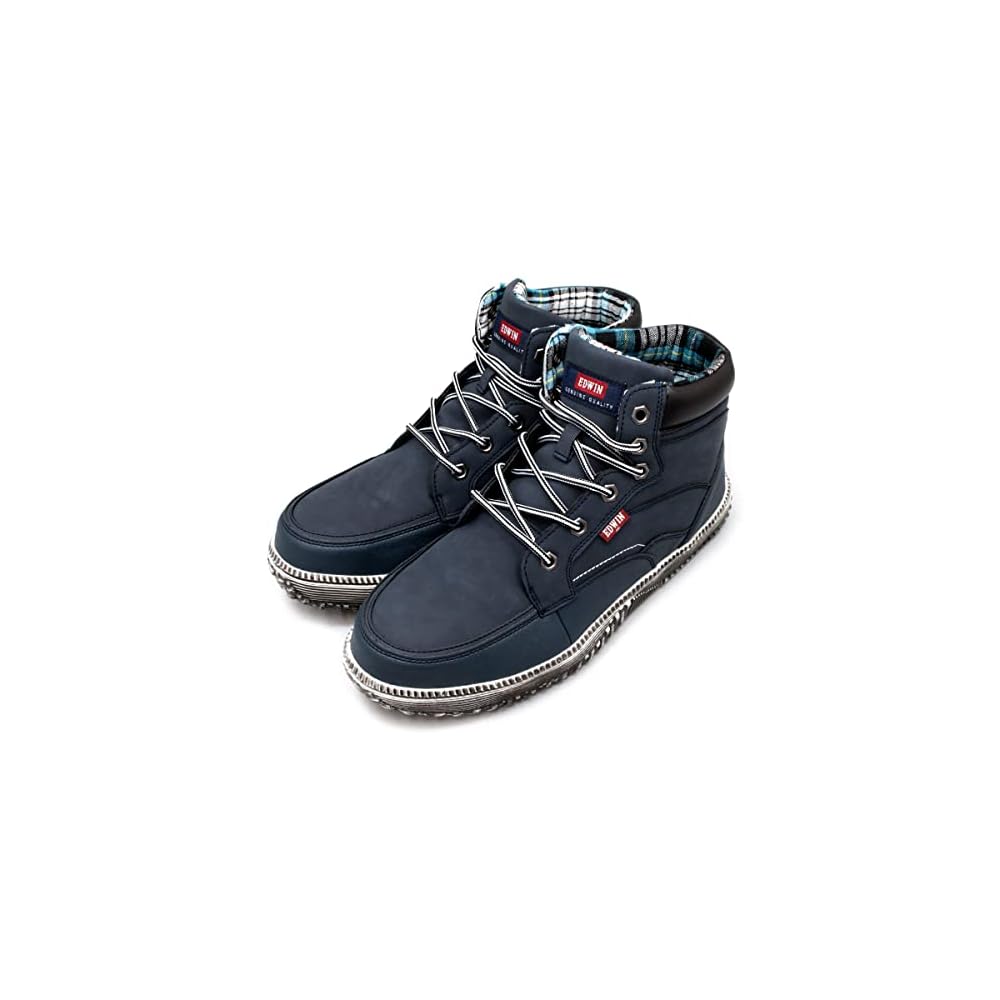 Edwin Safety Shoes Sneakers High-Top Men's Wide Fit Lightweight Shock Absorption Non-Slip Rubber