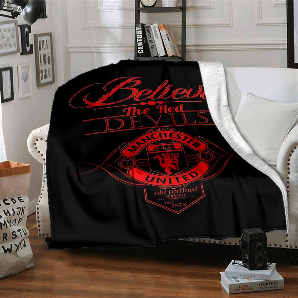 Manchester Crest Blankets Flannel Printed Breathable Warm Throw Blanket for Home Office Bedspreads 0708a10
