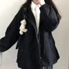 Женская однотонная куртка большого размера Harajuku корейская повседневная свободная куртка с капюшоном весна-осень на молнии для школьниц винтажная уличная одежда