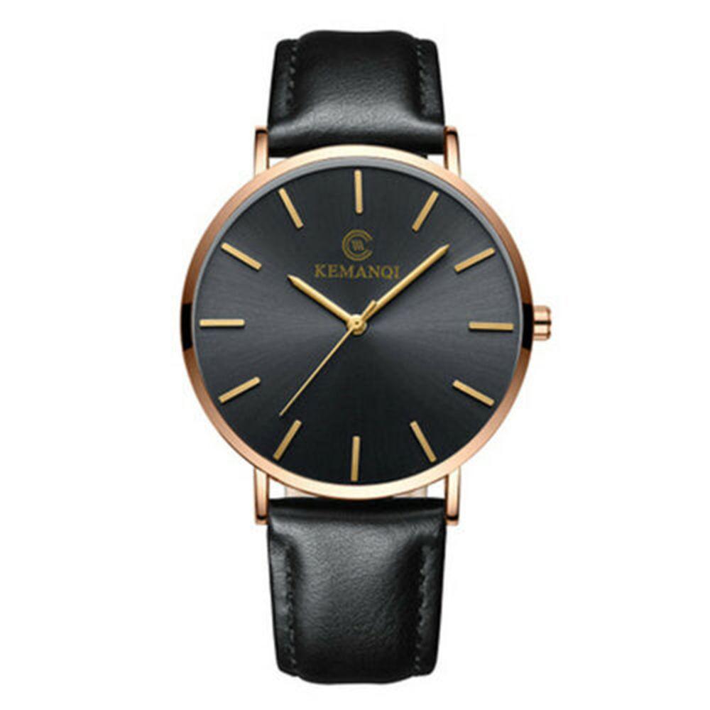 Gifts Fashion Business Simple Quartz Wrist Watch Men Watch 6.5mm Ultra Thin Genuine Leather Strap