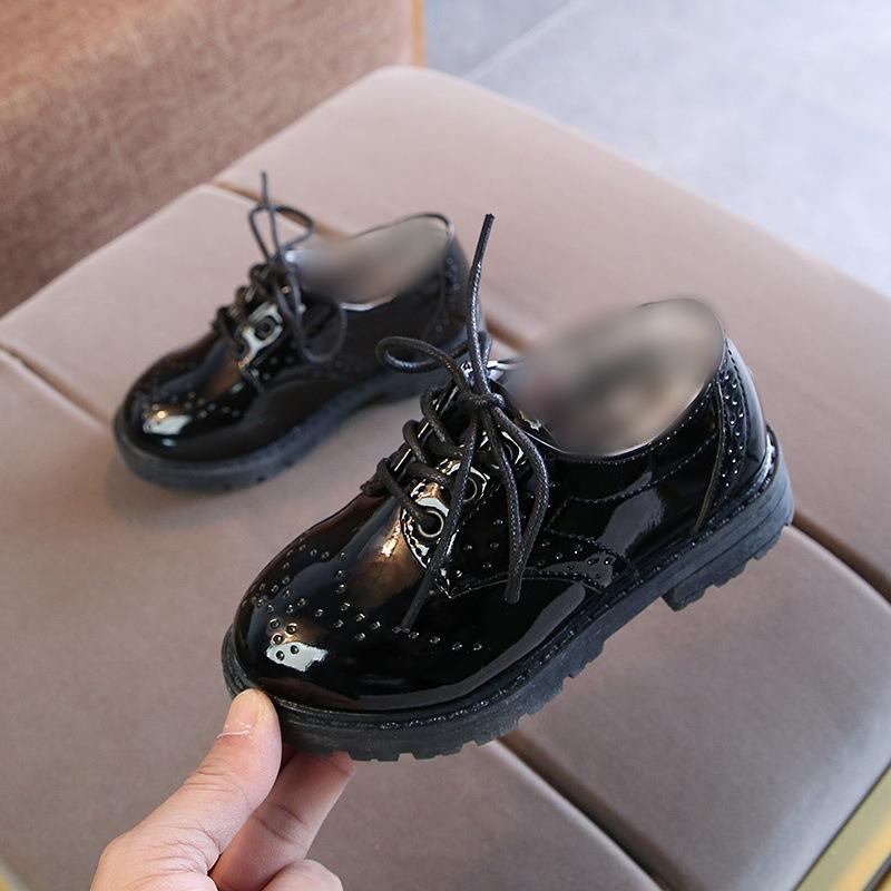 New children's leather shoes, student performance shoes, lace-up fashion girls' patent leather single shoes, children's shoes, boys' leather shoes